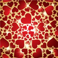 Red hearts background with glowing stars N3
