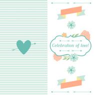 Wedding invitation card with pretty stylized flowers N4