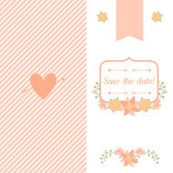 Wedding invitation card with pretty stylized flowers N5