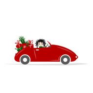 Woman driving red car for your design N2