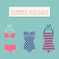 Set of retro swimsiuits for summer holidays