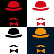 Vintage silhouette top hat and mustache N4