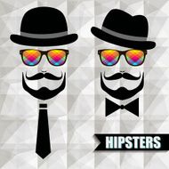 Vintage silhouette top hat and mustache N5