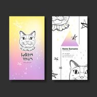 vector business card design of hand drawn cat