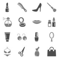 Cosmetics Woman&#039;s Beauty Icons Gray Color