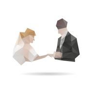 Bride and groom isolated on a white backgrounds vector illustration