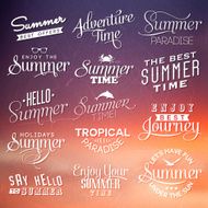 Sunset background with labels for summer design