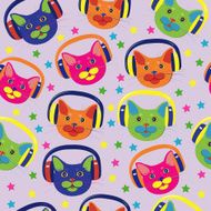 seamless pattern of colored cats