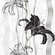 Monochrome seamless pattern with lilies