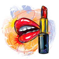 Sexy Red lips and Lipstick N2