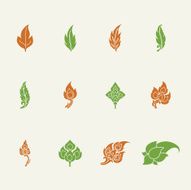 Thai Motifs Leafs Icons - Color Series