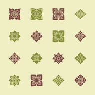 Thai Motifs Flowers Icons Set 3 - Color Series