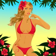 Blonde in a red bikini