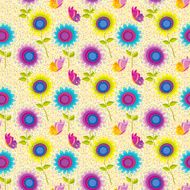 Floral Pattern with Butterflies (Sunflowers)