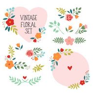 Vector set with vintage flowers elements