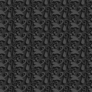 Black vector floral 3d seamless pattern background