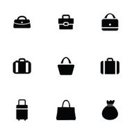 purse bag icons set