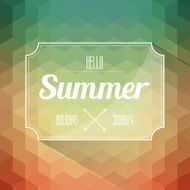 hello summer label on geometry background
