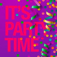 Party design template with streamers and confetti N2