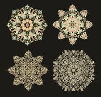 Set of decorative rosettes-stars in arabic style N5