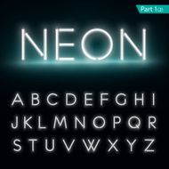 Neon alphabet Glowing font Vector format part 1