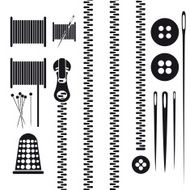Vector sewing equipment Black and White Set Vector
