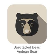 Spectacled bear face flat icon design Animal icons series