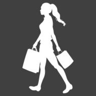 Vector Silhouette - girl with shopping bags