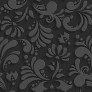 Vector Black 3d Floral Seamless Pattern N2