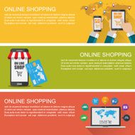 Online shopping concept Modern Flat Design Banner vector