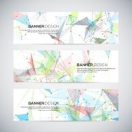 Vector banners set with polygonal abstract shapes circles lines N3