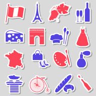 france country theme symbols stickers set eps10