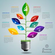 Green bulb save energy nature infographic vector