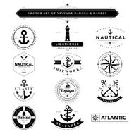 Set of black &amp; white vintage badges and labels N6