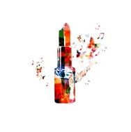 Colorful vector lipstick background with butterflies