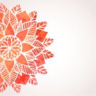 Illustration with watercolor red lace pattern Vector background N2