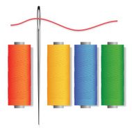 Needle and reels of threads