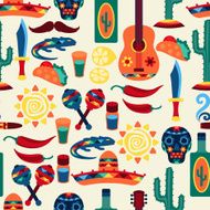 Mexican seamless pattern with icons in native style