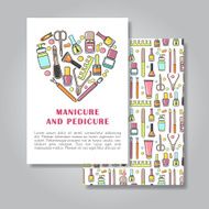 Two sides invitation card design with a manicure illustration N2
