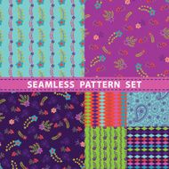 Vivid seamless pattern set Flowers branches berries N2