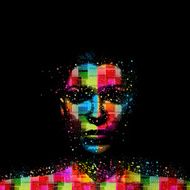 Woman face grunge design contains transparencies