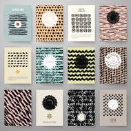 Set of grunge vintage cards with black hand drawn textures