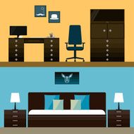 Simple interior Trendy flat style interior isolated on bright stylish cover N2
