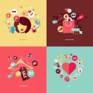 Set of flat design concept icons for beauty and shopping N2