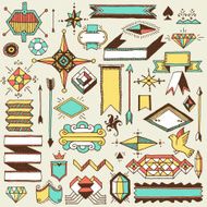 Hand drawn vintage doodle abstract color design elements Vector illustration N2