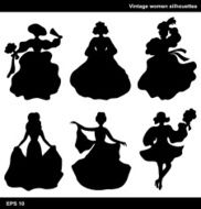 Vintage women vector silhouettes