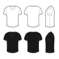 Front back and side views of blank t-shirt