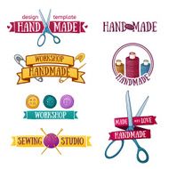 Set of logo elements for local sewing shop