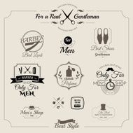 Set of vintage barber shop logo badges and design element