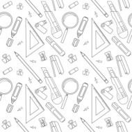 Stationery tools vector line art pattern N2
